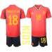Cheap Spain Jordi Alba #18 Home Football Kit Children World Cup 2022 Short Sleeve (+ pants)